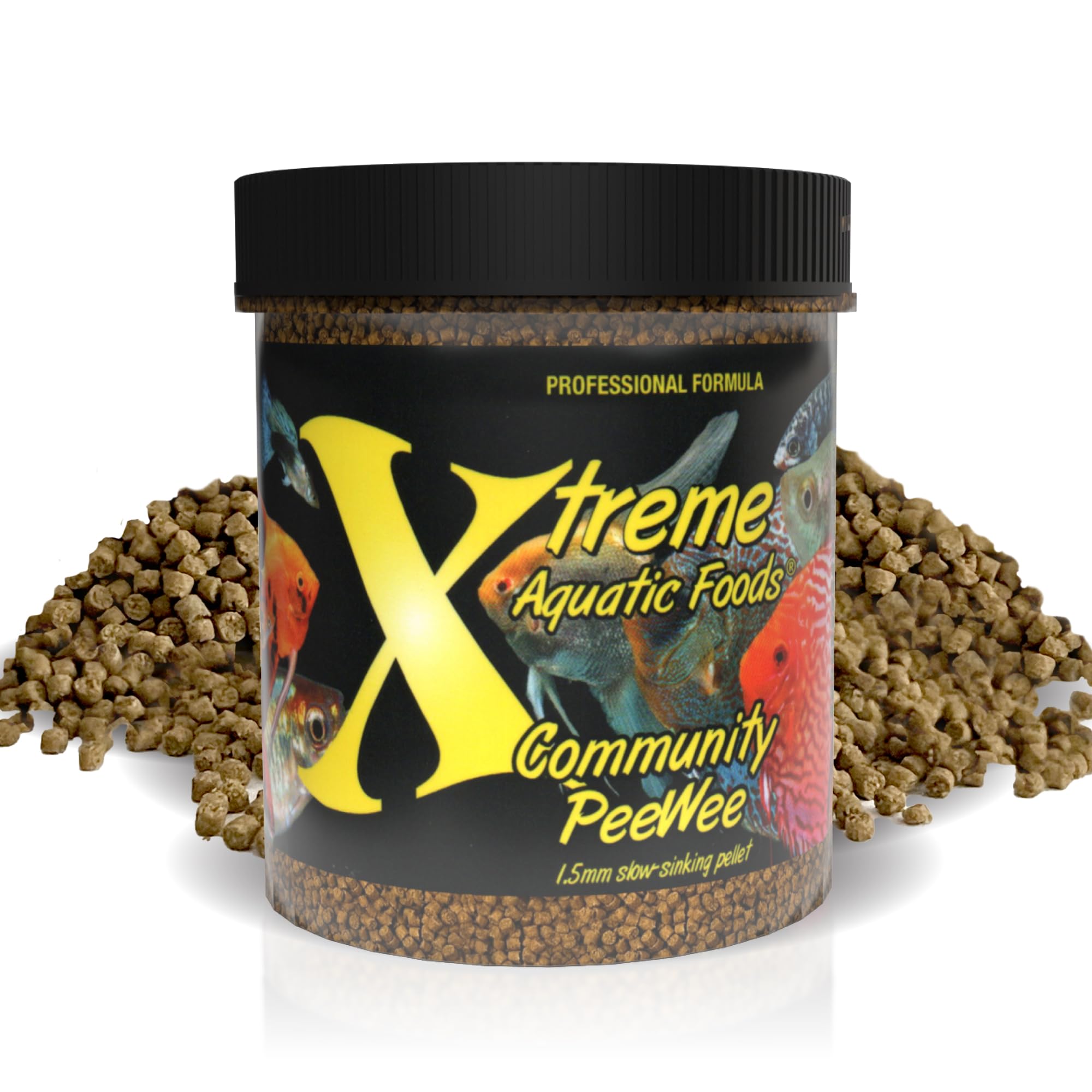 Photo 1 of Xtreme Community Peewee 1.5mm Pellets: Slow Sinking & Ideal for Community Fish - Boosts Immune & Digestive Health, Enhances Color & Energy, Max Protein Fish Food – USA Farm Grown (5oz)