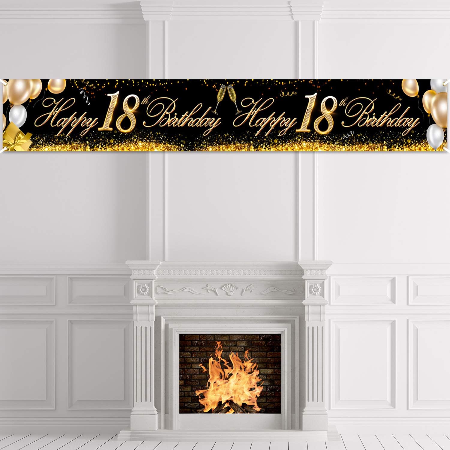 HOWAF Long Happy 18th Birthday Banner Decoration Black Gold, Banner for 18th Birthday Decoration Backdrop Garden Table Wall - Image 5