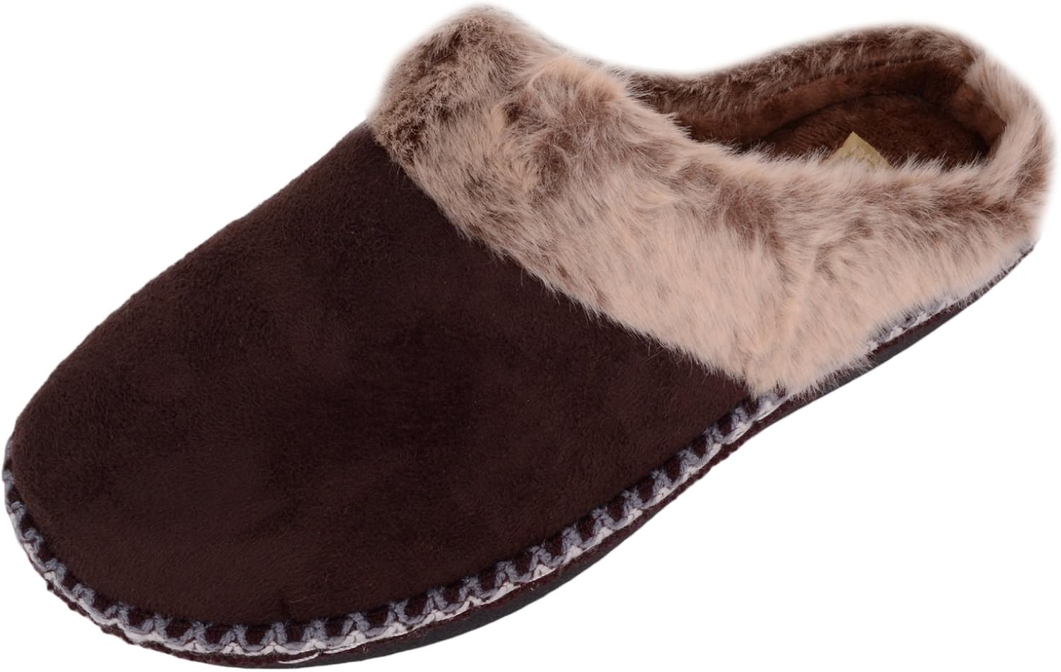 faux fur trim loafer mules