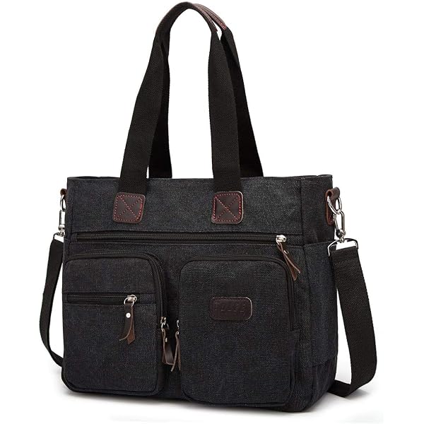 DOURR Small Canvas Crossbody Bag - Multi Compartment Hobo Tote With Top Handle For Women