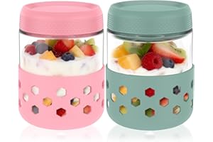 6 Pack 16.9oz Glass Mason Jars with Lids, Airtight Overnight Oats Jar, Reusable Wide Mouth Mason Jars for Overnight Oats, Yog