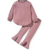 Aalizzwell Toddler Girl Flare Pants with Slit Outfit for 2T - 5T