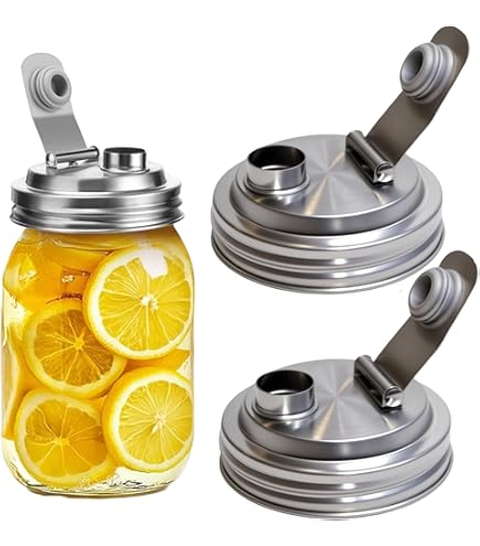 4 Pack Stainless Steel Wide Mouth Mason Jar Lids - Flip Spout Lids For Brewing And Fermenting
