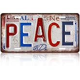 TREEPERI Vintage License plate Peace Wall Decor Metal Sign Tin Signs for Bar Home Bedroom Garage