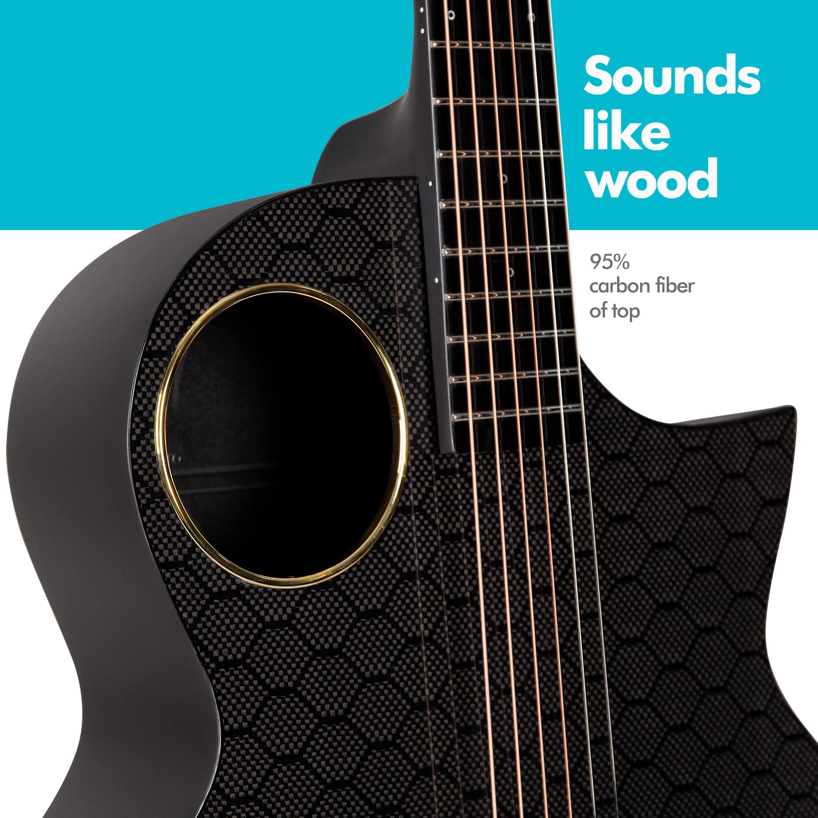 Enya X4 PRO Carbon Fiber Acoustic Electric Guitar, 41-Inch Full Size Cutaway Design, AcousticPlus Pickup System with Built-in Effects & Tuner, Includes Deluxe Hard Case, Leather Strap, Cable