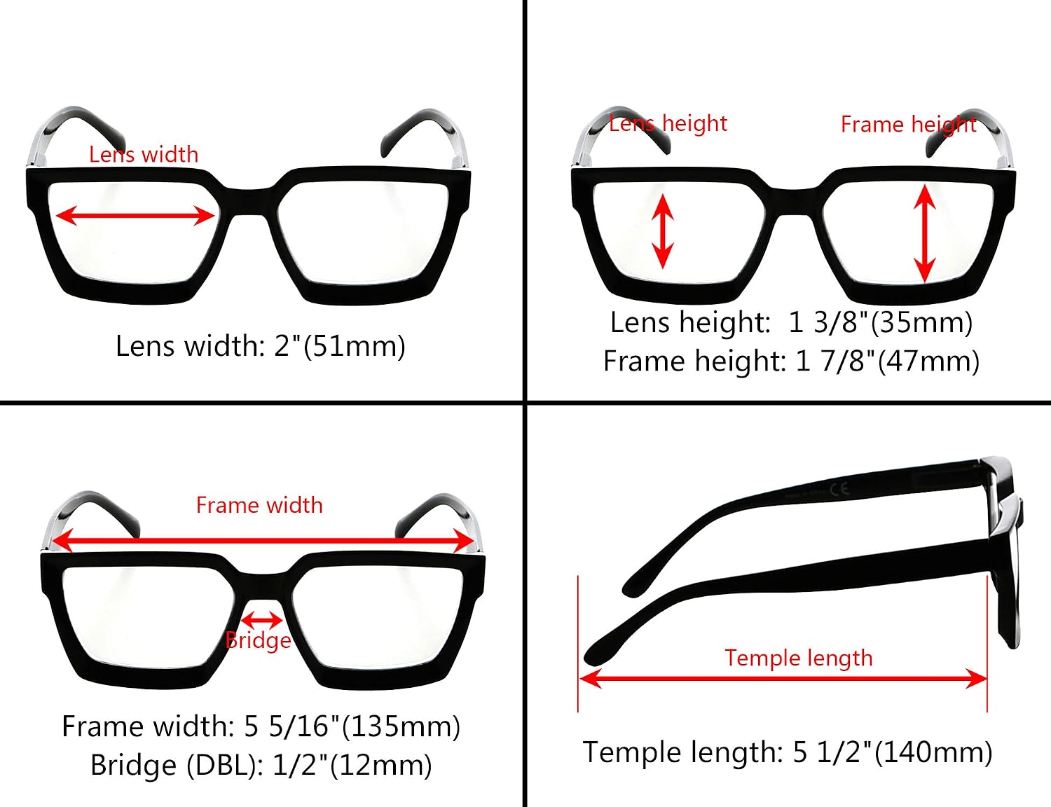 Eyekeeper 4 Pack Eyglasses Women Oversize Frame Ladies Transparent Frame Non-Magnification Glasses, 4 Transparent, No magnification - Image 5