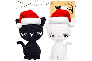 CROCHETTA Crochet Kit for Beginners, Crochet Starter Kit with Step-by-Step Video Tutorials, Crochet Animal Kits for Adults Kids, DIY Craft Supplies (Magical Cats)
