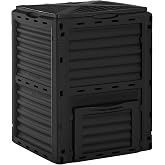 Outsunny Garden Compost Bin, 80 Gallon Large Capacity Composter, Black | Large Capacity, Fast Create Fertile Soil Aerating Box, Easy Assembly