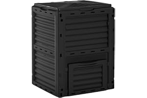 Outsunny Garden Compost Bin 80 Gallon Outdoor Large Capacity Composter Fast Create Fertile Soil Aerating Box, Easy Assembly, Black