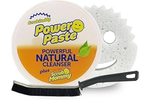 EXTRA MILE AT HOME Power Paste Natural All Purpose Cleaner Bundle - Grout Cleaner for Tile Floors with Sponge & Crevice Brush - Deep Cleaning Tools for Shower Tile Grout, Bathroom, Kitchen Surfaces, Tight Spaces at Home