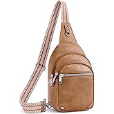 Lexiyat Anti Theft Crossbody Bags for Women Travel Chest Sling Bag Leather RFID Purse Fanny Pack Camel