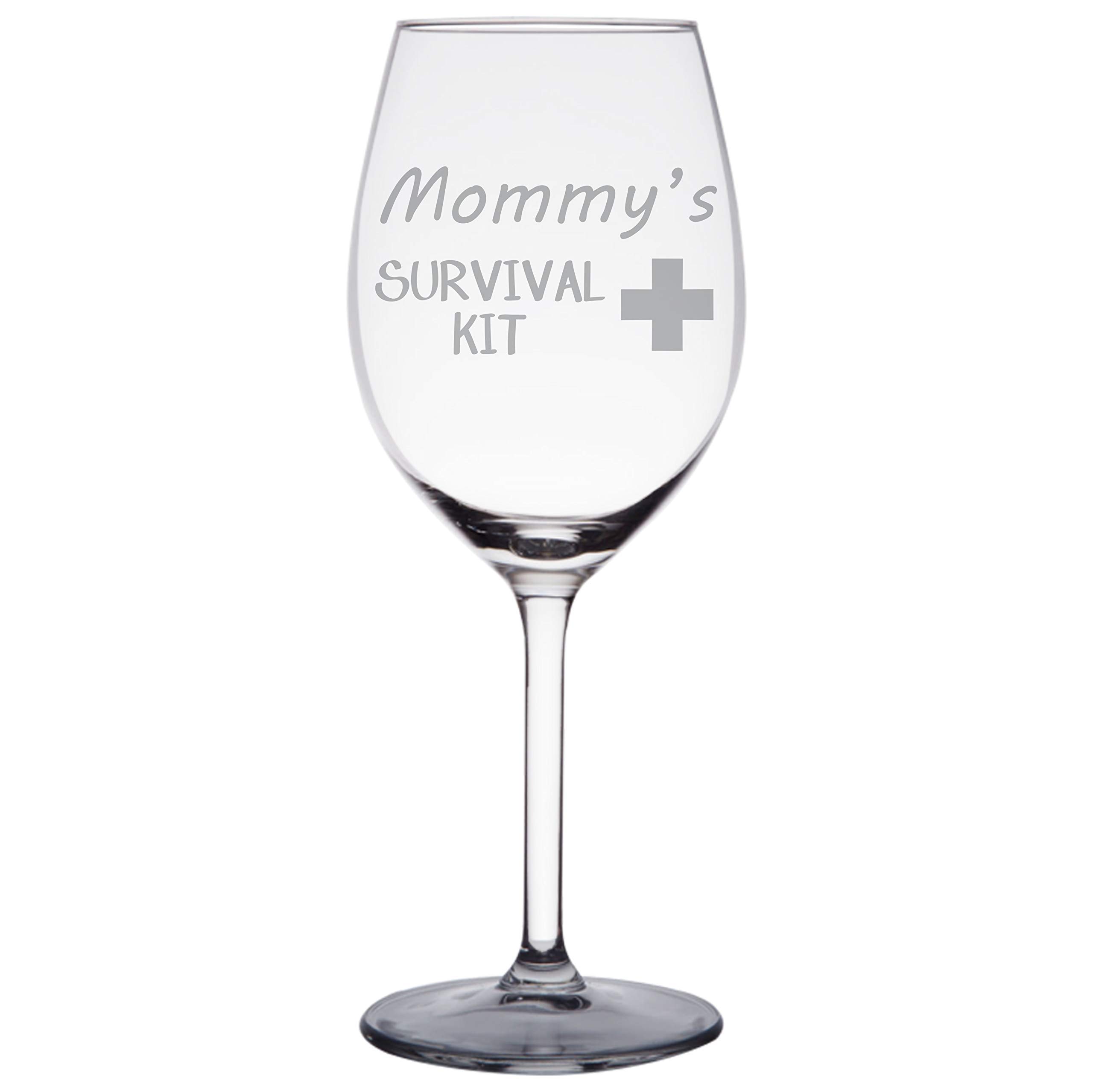 Engraved Wine Glass for Moms - Mommy’s Survival