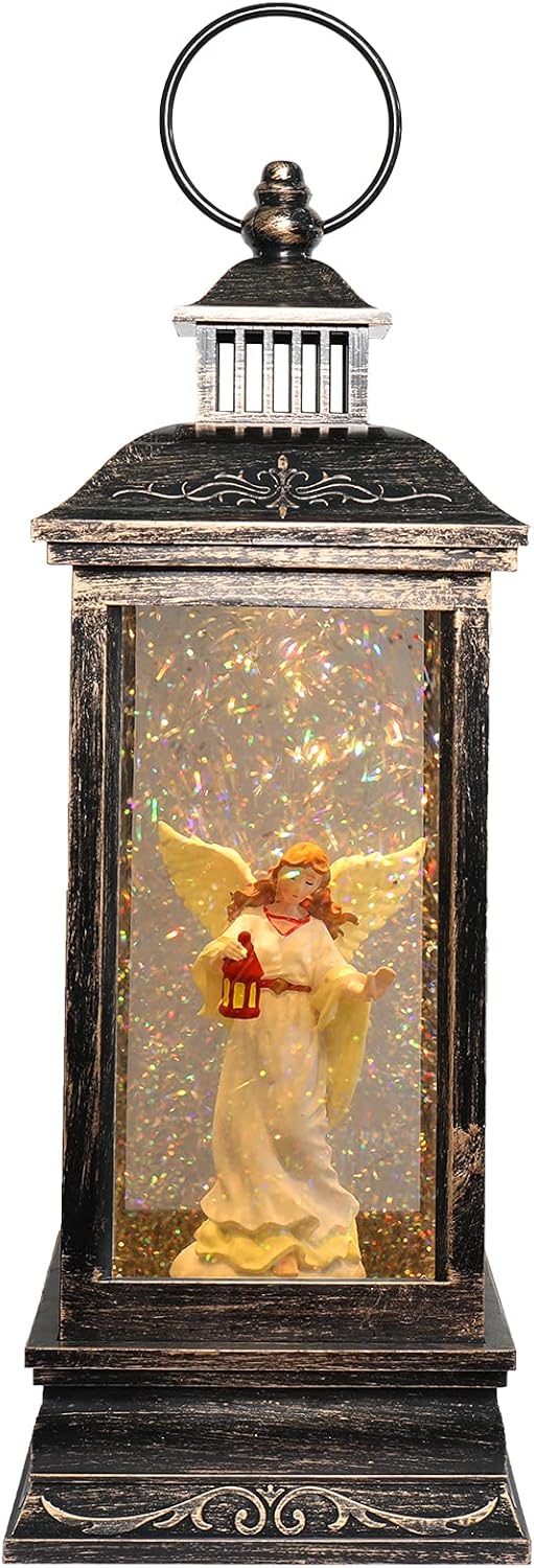 Snow Globes - Christmas Water Glittering Snowing Globe Lantern Night Light with Music Plug-in and Battery Operated Gift for Birthday Xmas Valentines’ Day Thanks-Giving 12 Inches