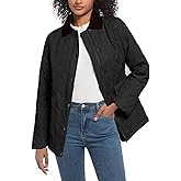 BQDCQB Quilted Barn Jacket for Women Corduroy Collar Lightweight Puffer Jackets Casual Winter Coat with Pockets