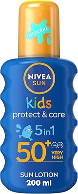 NIVEA Sun Kids Protect & Care SPF 50+ Coloured Spray 200ml - Protects Delicate view 1