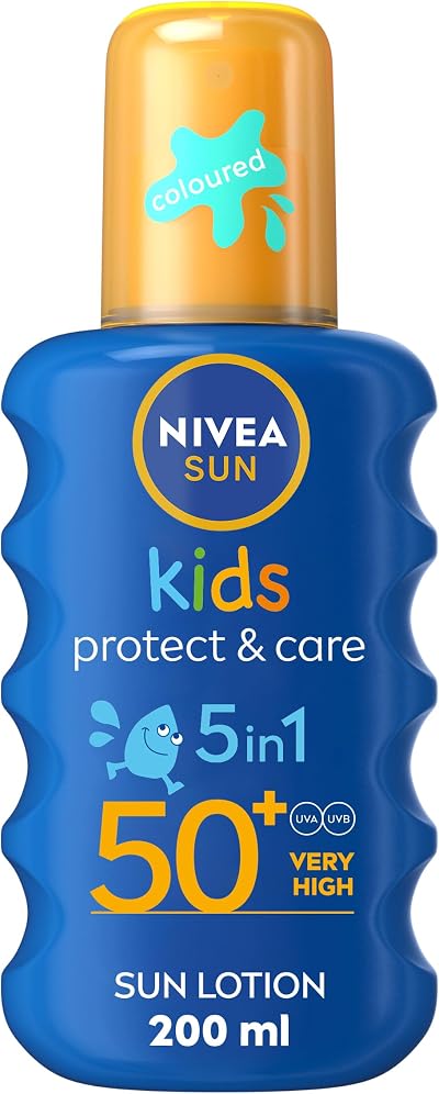 NIVEA Sun Kids Protect & Care SPF 50+ Coloured Spray 200ml - Protects Delicate