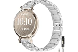 Miimall Alloy Metal Band Compatible with Garmin Lily 2/Lily 2 Active for Women,Slim Adjustable Stainless Steel Chain,Replacem