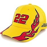 Checkered Flag Sports Joey Logano 2025 Flame #22 Snapback Mesh Hat Yellow