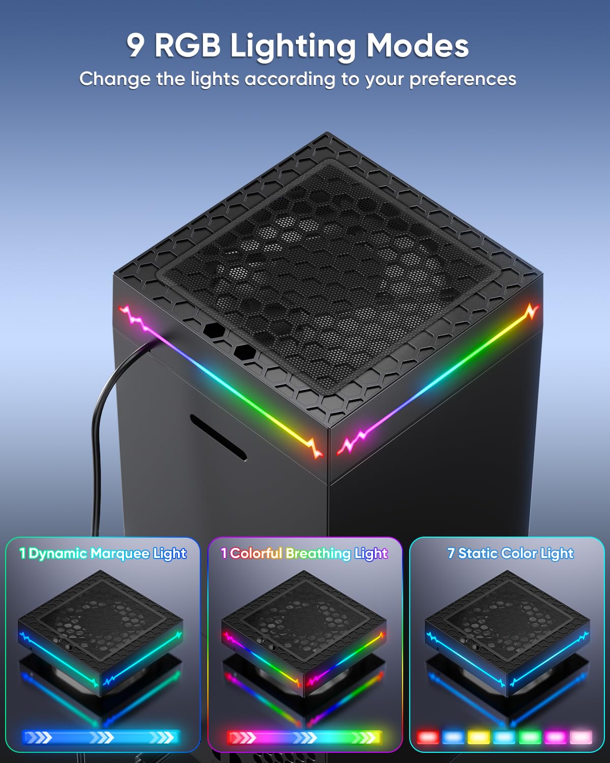 [LED Display] - Auto Cooling Fan for Xbox Series X with 9 RGB Light Modes, Cooling System Adjustable by Temperature with 4 Gears for Xbox Series X Console,Cooler & Light Switch,Headset Hook,USB Port