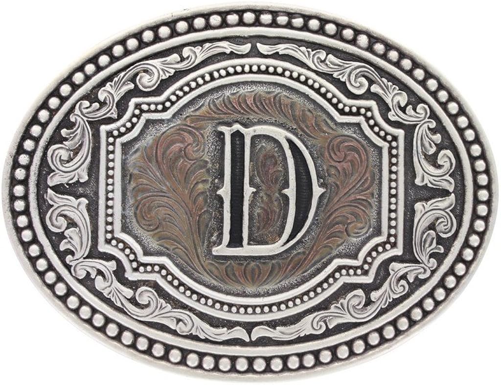 Montana Silversmiths Men's Initial Two Tone Cameo Buckle - A518 (D): Clothing