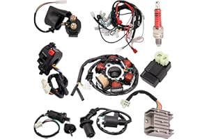 Complete Wiring Harness kit for ATV Quad 4 Four Wheelers GY6 50CC 70CC 110CC 125CC Go Kart Dirt Pit Bikes With Electrics Stator Coil CDI Wiring Harness Solenoid Relay Spark Plug by KAKO