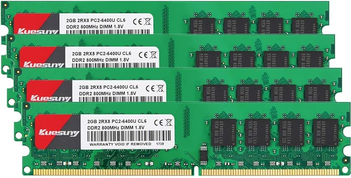 Amazon 8gb キット 2gbx4 Ddr2 800 Udimm Ram Kuesuny Pc2 6400 Pc2 6400u 1 8v Cl6 240ピン 非ecc バッファ デスクトップメモリーモジュール Kuesuny メモリ 通販