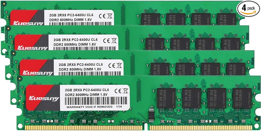 8gb Kit 2gbx4 Ddr2 800 Udimm Ram Kuesuny Pc2 6400 Pc2 6400u 1 8v Cl6 240 Pin Non Ecc Unbuffered Desktop Memory Modules At Amazon Com 8gb Kit 2gbx4 Ddr2 800 Udimm Ram Kuesuny Pc2 6400 Pc2 6400u 1 8v Cl6 240 Pin Non Ecc Unbuffered Desktop Memory Modules At Amazon Com