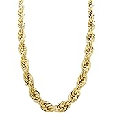 Fashion 21 Hip Hop 80' Unisex Rapper's 8, 10, 12mm Hollow Rope Chain Necklace in Gold, Silver Tone