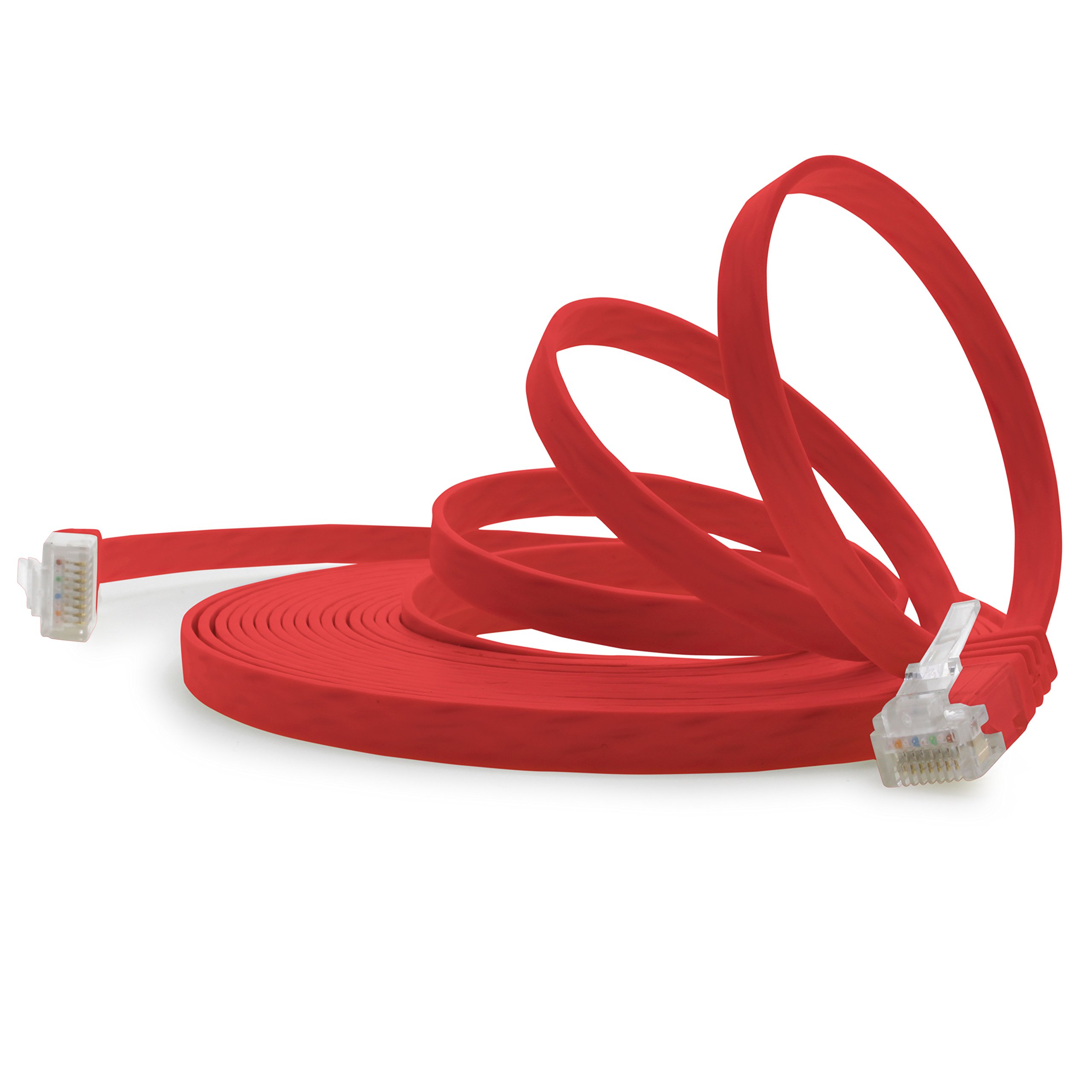 1aTTack.de 15m Red Cat.6 Flat Network Cable - Ultra Slim Micro Patch Cable, 1000 Mbit/s Gigabit LAN (RJ45)