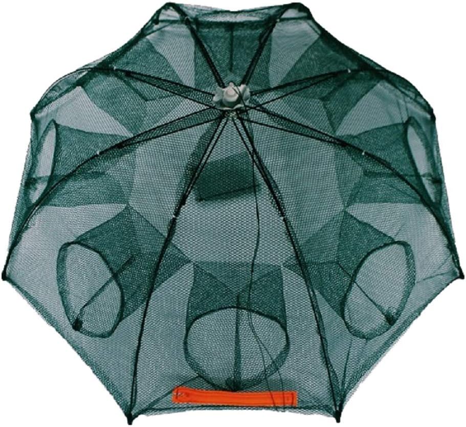 2-Pack Foldable Fishing Bait Trap Cast Net Cage with 18 Feets Nylon Rope for Catching Small Bait Fish Eels Crab Lobster Minnows Shrimp Crawfish(8 sides 8 Holes)