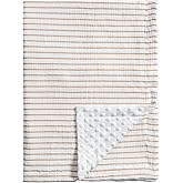 Meracorallo 30" x 40" Baby Blankets, Cozy Soft Muslin Fleece Nursery Blanket, Infant Toddler Bedding Crib Cot Stroller Blanket with Muslin Cotton Front and Minky Dotted Fleece Backing, Neutral Stripe