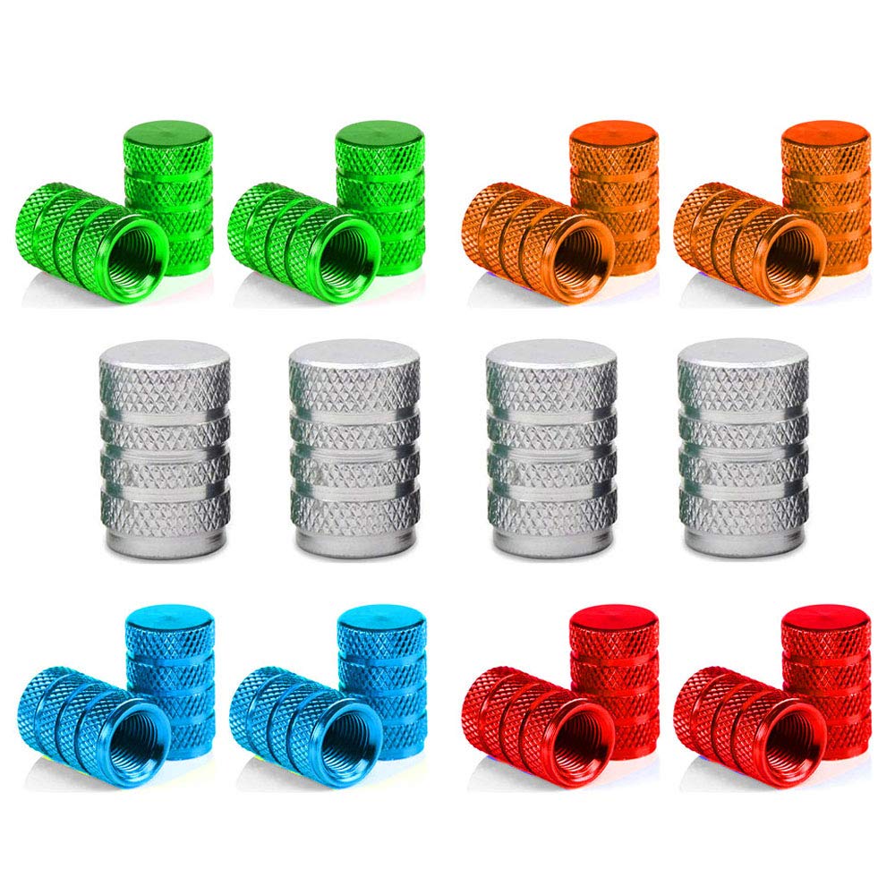 senvenelec 20 pcs color Aluminium Valve Stem Caps, Tyre Valve Dust Caps Car, Motorbike, Trucks, Bicycle Prevent Air Leakage - Universal Tyre Valve Covers.