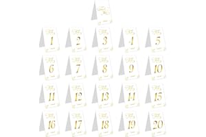 21pcs Gold Wedding Table Numbers, Double-Sided 1-20 Gold Table Numbers Cards for Wedding Reception Delicate Signs for Parties