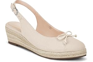 COUTGO Womens Closed Toe Espadrilles Wedges Shoes Platform Slingback Mid Low Heel Canvas Bow Dress Sandals