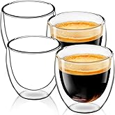 Espresso Cups Set of 4, 5 OZ Expresso Shots Glass Cup, Double Walled Glass Coffee Mugs, Espresso Machine Accessories,Insulated Clear Espresso Shot Glasses Cups,Water Won't Enter Between Double Walls