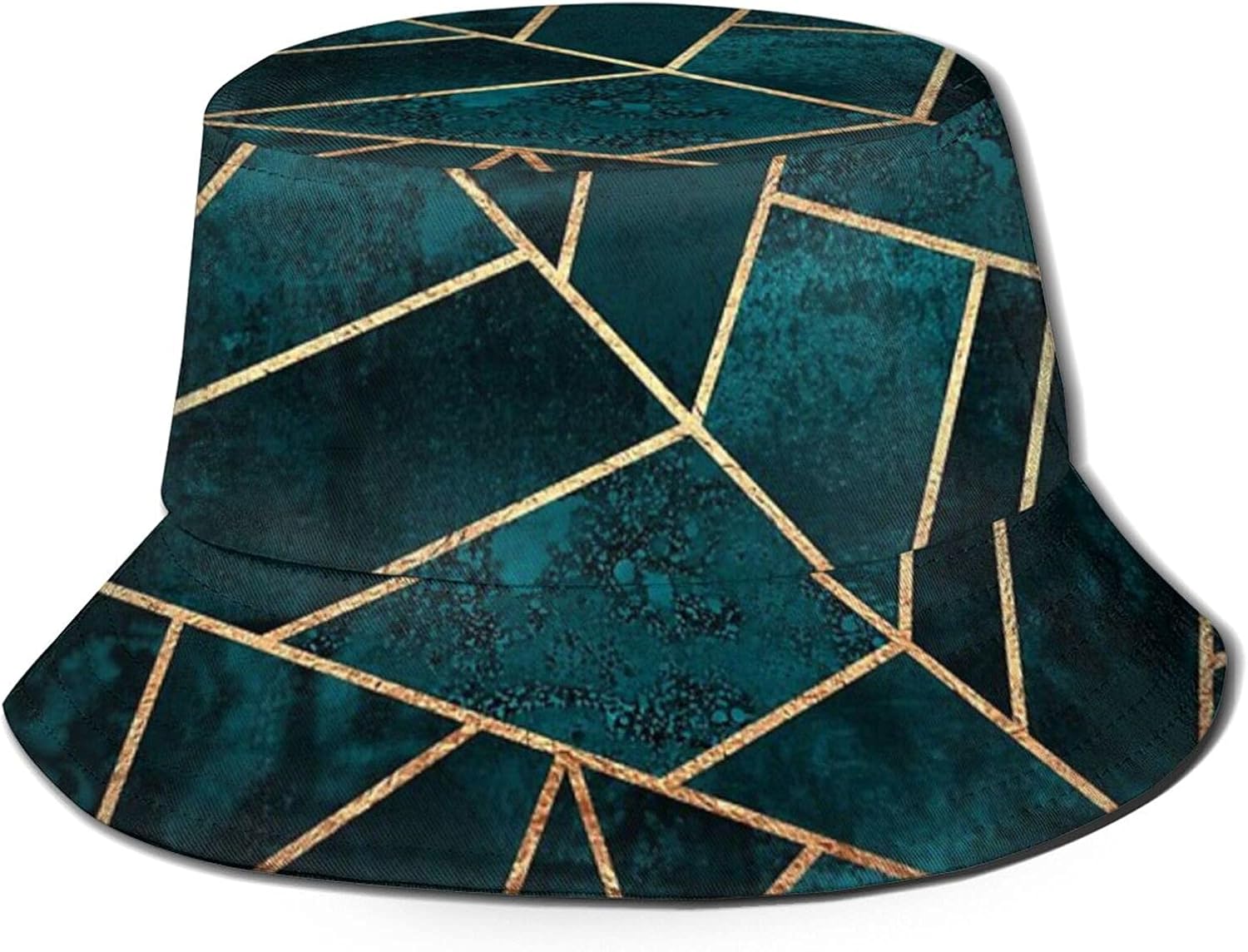 Deep Teal Stone Sun Hat Bucket Style Men's and Women's Foldable