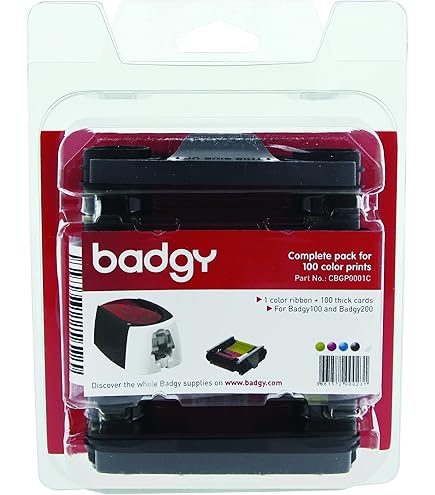 thumbnail image 2 of Compatible YMCKO Ribbon Tape CBGR0100C For Evolis Badgy 100 & Badgy 200 Printers, 100 Images 2 of 10