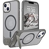 Temdan Magnetic Compatible with iPhone 14 Case/iPhone 13 Case,[Built-in Invisible Kickstand][Compatible with MagSafe][Military Grade Shockproof] Slim Translucent Matte Phone Case for iPhone 14/13 6.1"