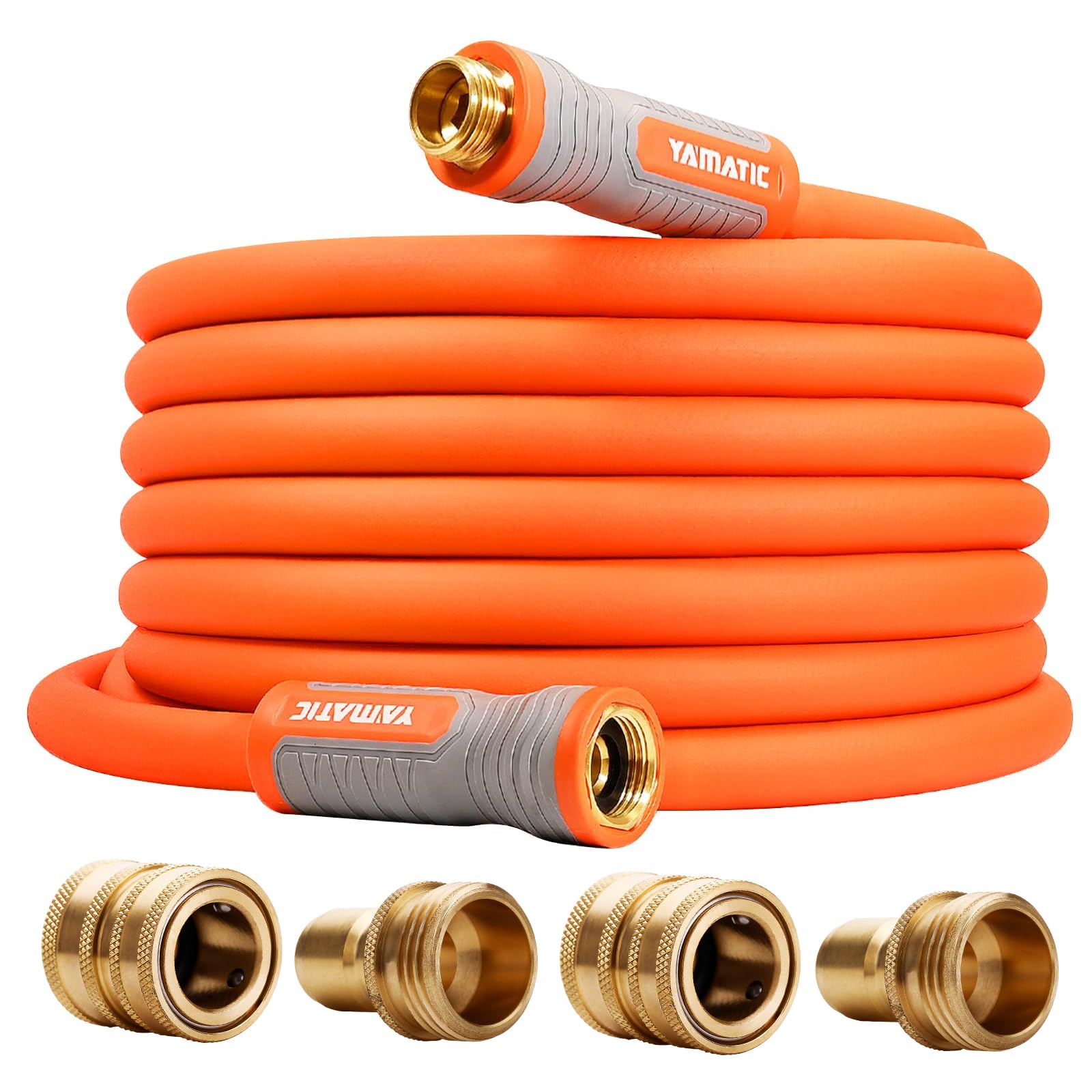 Photo 1 of YAMATIC Garden Hose 5/8 in x 30 ft, Ergonomic Swivel Fittings, Burst 600 PSI, Heavy Duty, Flexible and Lightweight Water Hose with 2 Set Quick Connect