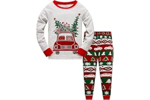 POPSHION Little Boys Girls Christmas Pajamas Sets for Toddler 100% Cotton Dinosaur Starry Sleepwear Long Sleeve 2 pcs kids Clothes Pjs