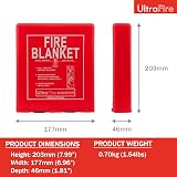 UltraFire 1m x 1m Hard Case Fire Blanket Glass Fibre Kitemarked Home Kitchen view 2