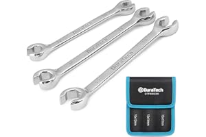 DURATECH Flare Nut Wrench Set, Metric, 3-Piece, 10, 12, 13, 14, 15, 17 mm, CR-V Steel, Organizer Pouch Included
