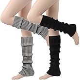 Grevosea 2 Pairs Leg Warmers for Women 80s 90s Y2k Outfits Ribbed Knit Leg Warmer Long Socks for Party Sports Yoga