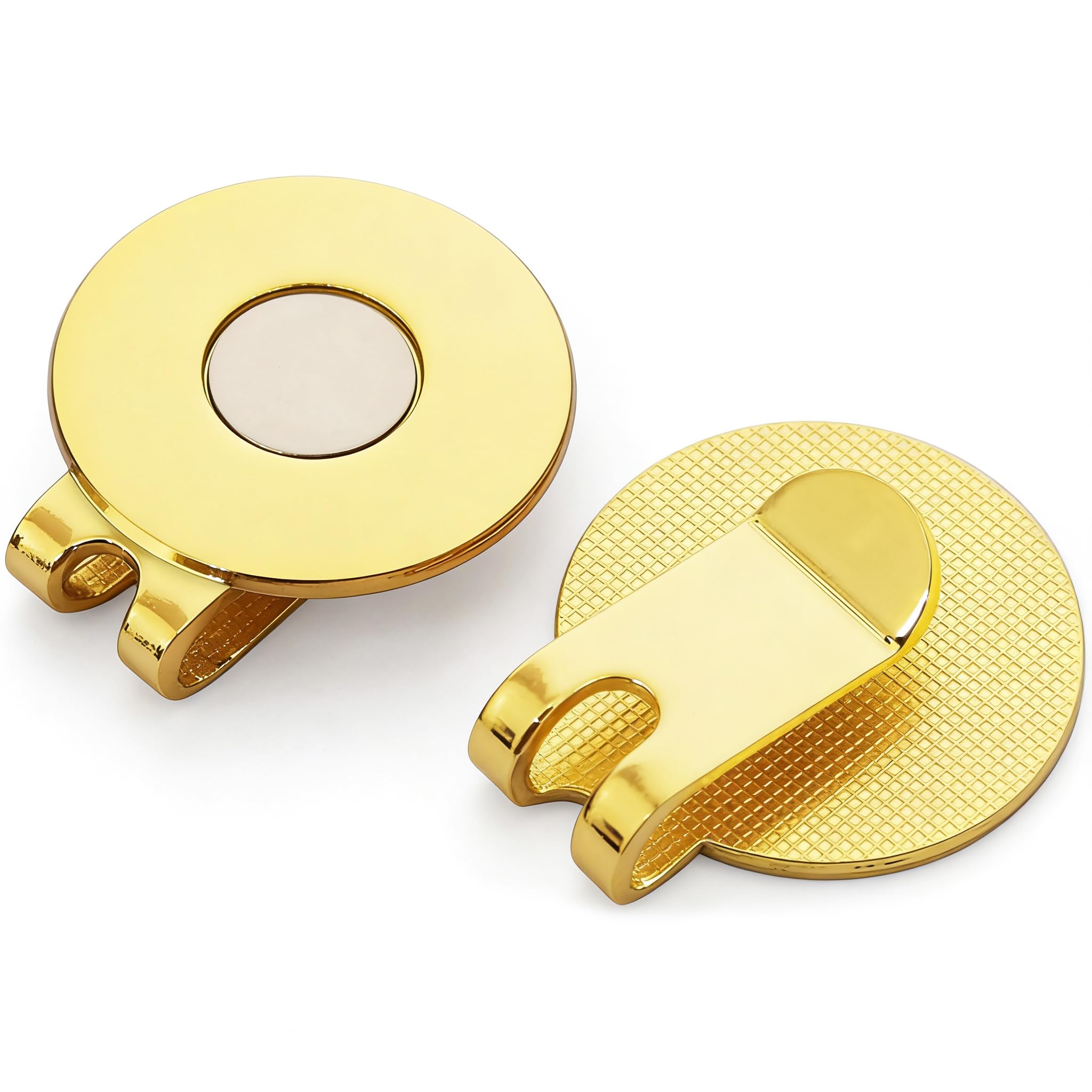 Adhere 2pcs Golf Hat Clip Golf Ball Marker Holder Magnetic Golf Cap Clips Without Ball Marker (2PCS Gold)
