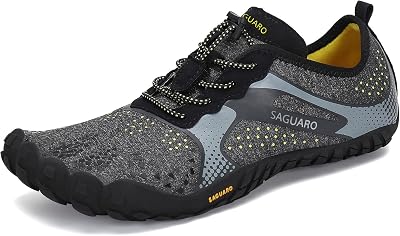 Hombre Barefoot Zapatillas Minimalistas Mujer Antideslizante Zapatos Barefoot para Zero Drop Soles Negro Ahumado,Gr.45