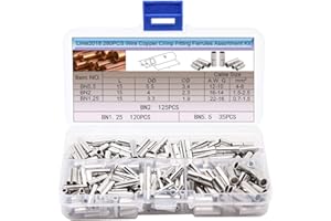 XFFCSEC Butt Connectors - (AWG 10-22 Gauge Ferrule) Non Insulated Crimp Extension Cord Splice Kit.(Pack of 280)