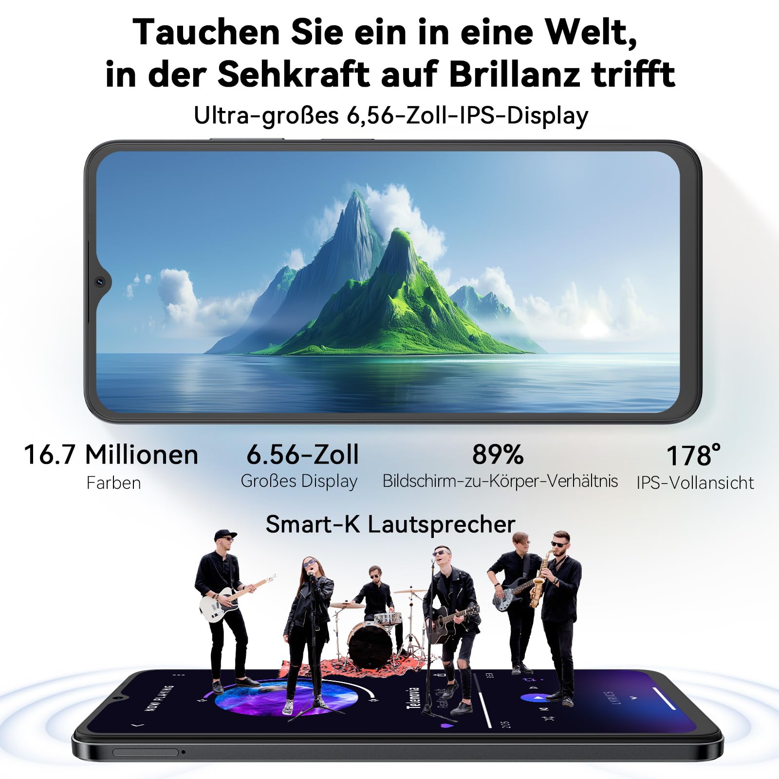 OSCAL Flat 2C Mobile Phone Without Contract Android 14, 6GB + 64GB/2TB TF, Octa-Core 6.56 Inch HD+, 5000 mAh Battery, 13MP + 8MP Camera, 4G Dual SIM Smartphone Without Contract Cheap Simlock-Free