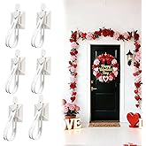 6 PCS Valentine's Day Garland Hangers Garland Ties Cord Bundlers Hanging Cord Organizer, Adjustable Wreath Ties for Door Frame, Mantle, Stretchable & Reusable Silicone Hooks for Fireplace Decoration