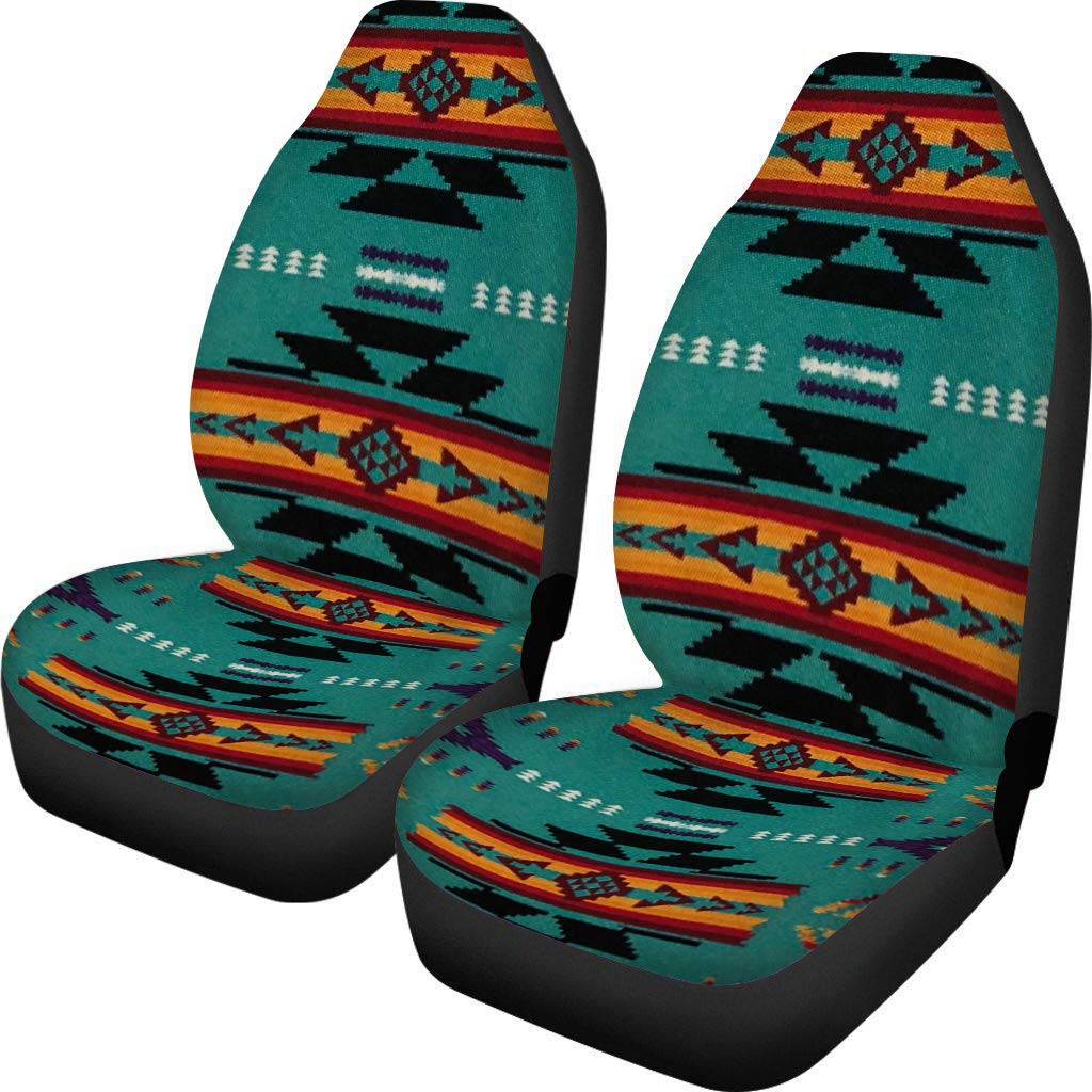 Photo 1 of TOADDMOS Vintage South West Native American Pattern?Navajo Green Soft Decorative Car Front Seat Covers Full Set of 2,Universal Bucket Seats Protector,Fit for Cars