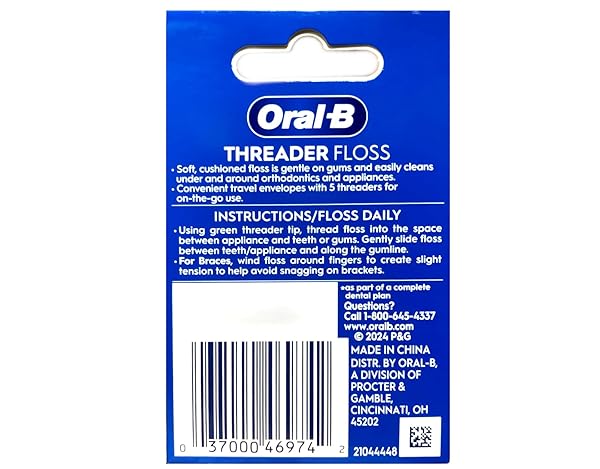 ORAL-B GLIDE PRO-HEALTH DENTAL FLOSS THREADERS FOR BRACES, 30 COUNT